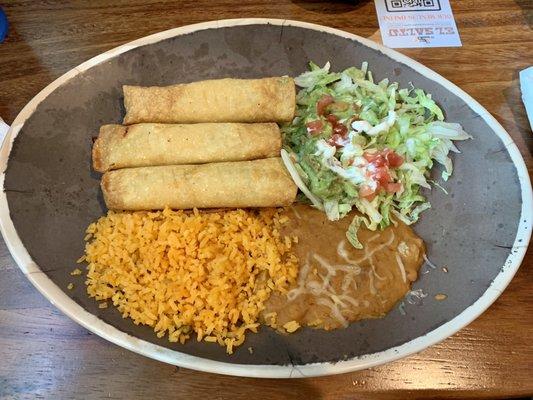 Flautas Deluxe with shredded chicken