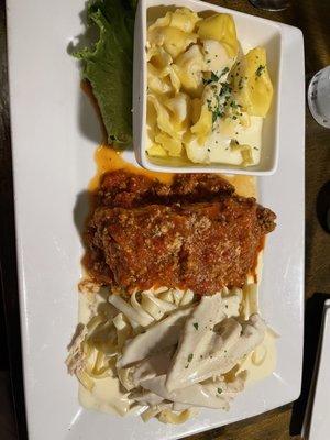 Tortellini, lasagna and chicken alfredo