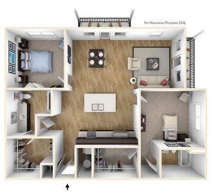 3 bedroom- 1261 sq ft.