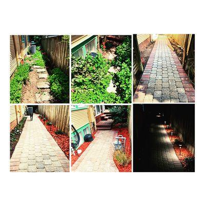 Beautiful brick walkway install! Call or message today to schedule your hardscape project.