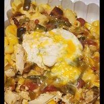 Smoked chicken green chile mac n cheese