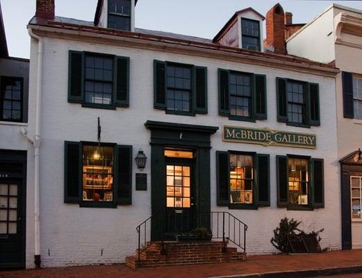 McBride Gallery is in a 7 room colonial home on Main Street in historic Annapolis, MD.