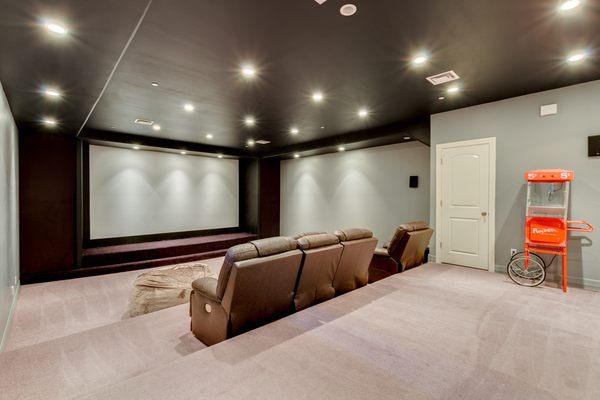 This is the movie theatre we have in the basement. This is one of Arizona Assisted Living's residents' favorite amenity.