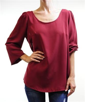 Crece Off Shoulder Blouse w/Peek a Boo Slit Back $29.00