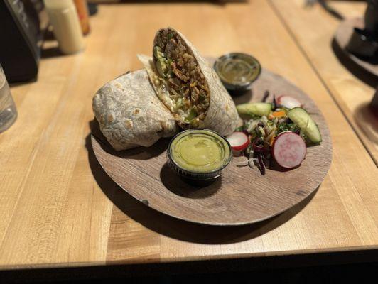 Chicken Burrito with side salad