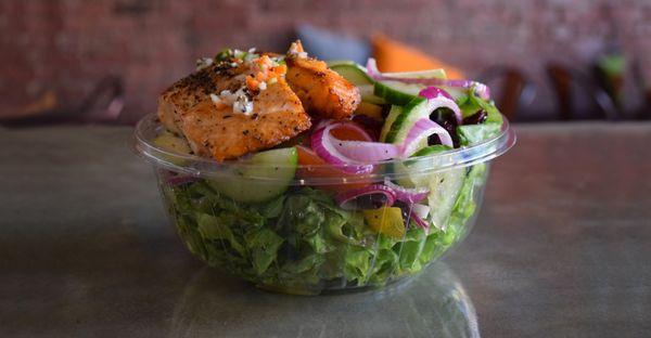 Order a salmon salad to go from BKLYN Blend