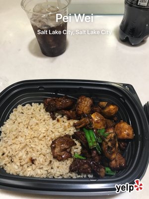 Mongolian steak and brown rice