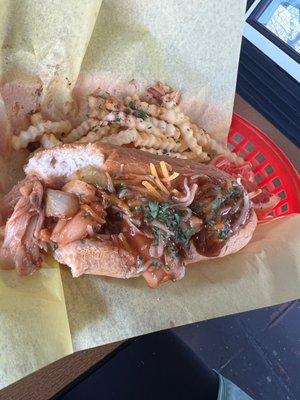 jackfruit po' boy with french fries