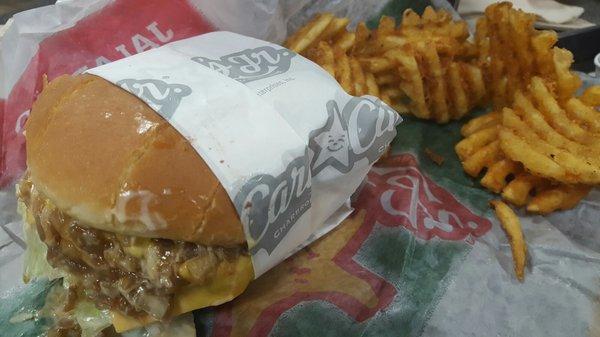 California Classic cheeseburger combo, with about 5 crisscut fries...