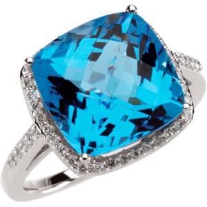 Blue Topaz and diamond ring.