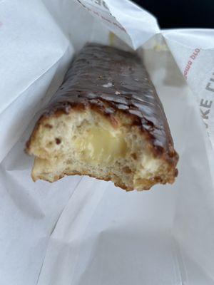 Chocolate-filled long John.