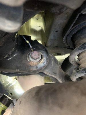 Where the trailing arm was attached to the frame. They had to cut the hole to fit it and then welded it into its new place.