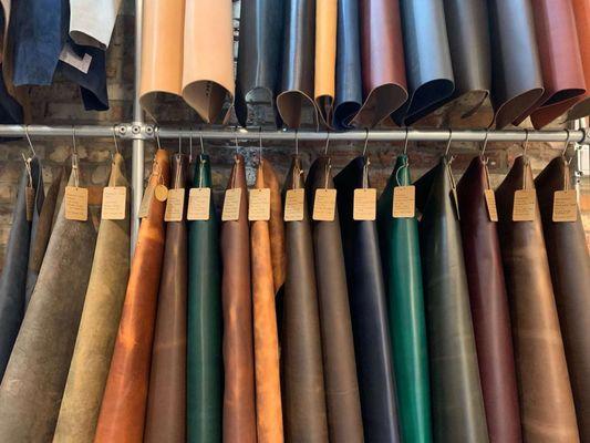 Horween Leather on the racks at The Tannery Row