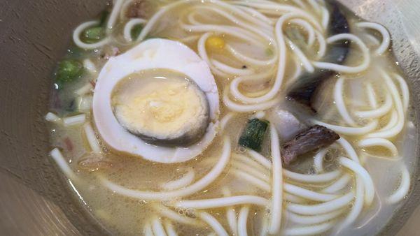 Overcooked egg in ramen