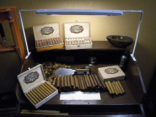 Our cigar rolling station.