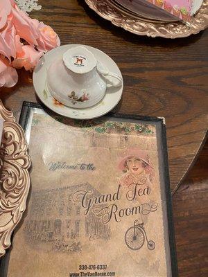 Menu and cup/saucer