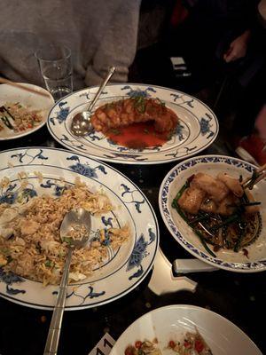 Fish, fried rice, rice rolls