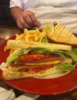 Fried Bologna ''Double -Decker'' Sandwich