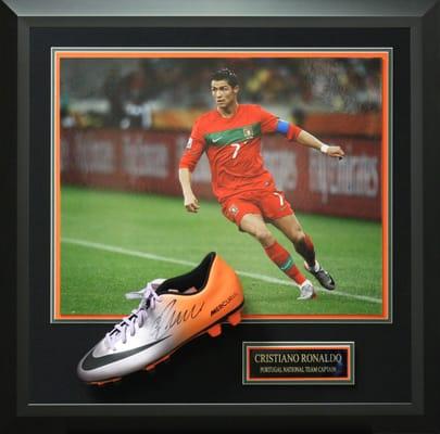 Cristiano Ronaldo Signed Nike Mecurial Cleat Display.