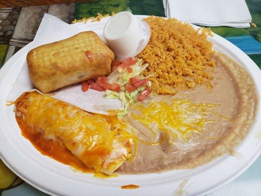 2 item combo el pastor chimichanga and chicken enchilada