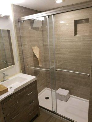 Replaced Shower Enclosure in Tile Shower