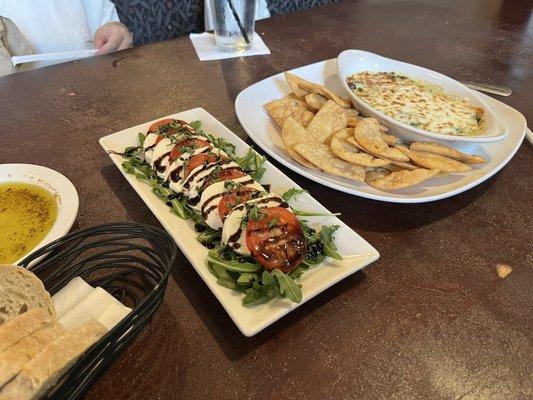 Caprese, Spinach Artichoke Dip