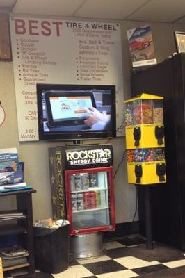 Vending, energy drinks and a TV on ESPN:-)