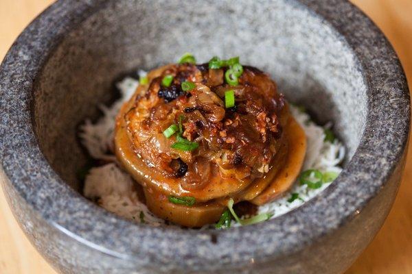 Tepsi Bathenjan ($8)  Iraqi eggplant and potato casserole with a coriander-scented tomato sauce