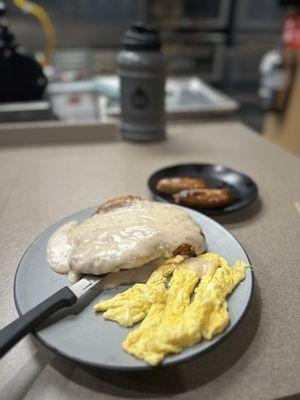 Chicken fried steak (missing side of pancakes)