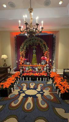 Lobby of hotel during Dia De Los Muertos.