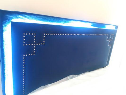 Luxury Blue Navy Velvet Led Platform bed