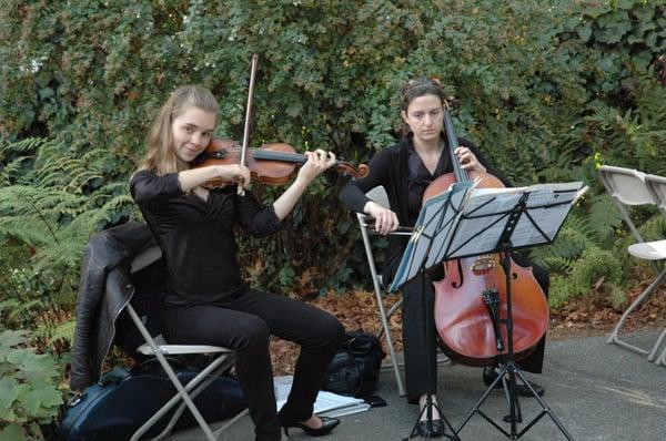 String duet at the Outdoor Art Club wedding