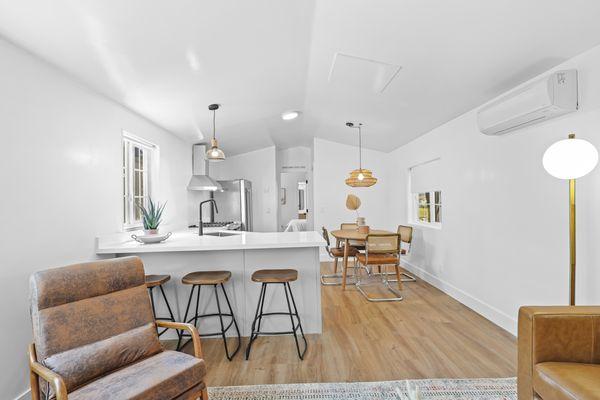 Maple Cabin - kitchen, living and dining room