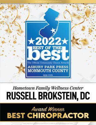 Voted Best Chiropractor in Monmouth County 2022