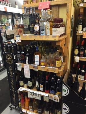 Local spirits, in the back liquor area