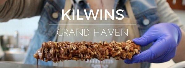 A pretzel rod dipped in warm kettle cooked caramel, covered with pecans and drizzled with Kilwins milk chocolate!