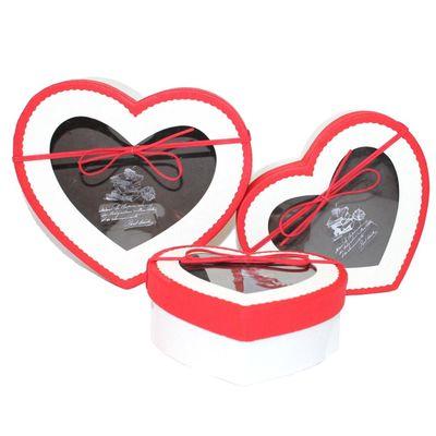 White and Red Small Heart Gift Boxes Set