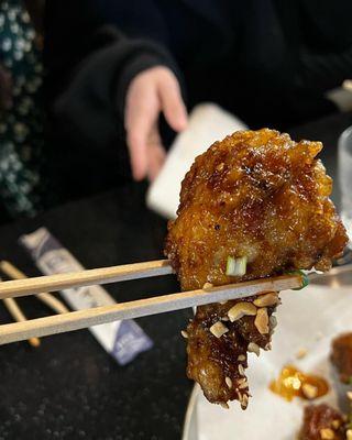 Fried chicken soy glaze