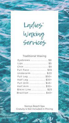 Traditional Waxing Services & Pricing