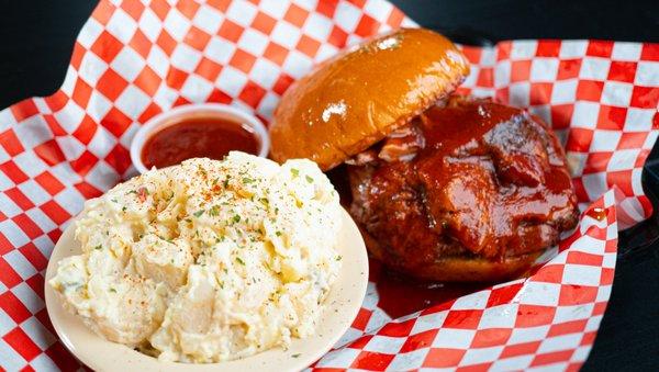 Beef Brisket Sandwich with Potato Salad