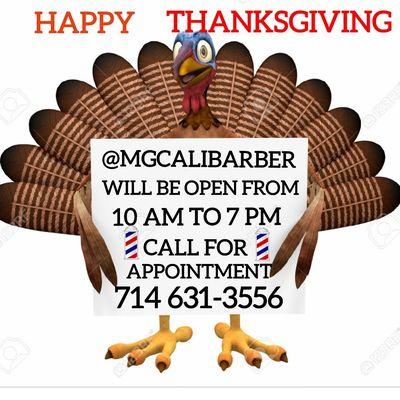 #barber #haircuts #shaves #blessed #thanksgiving. CALL FOR APPOINTMENT 714 631-3556 @mgcalibarber