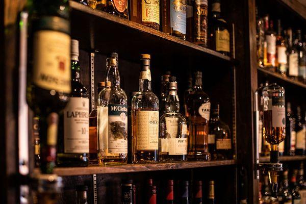 A small glimpse of our selection of over 250 whiskeys.