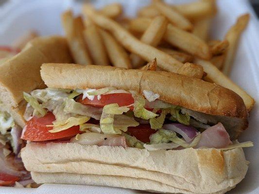 Sicilian Sub with fries