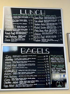 Menu (Lunch and Bagels)