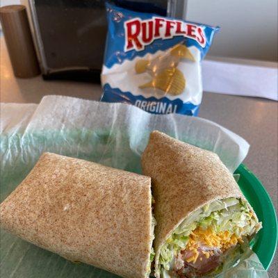 Turkey' Club on wheat wrap