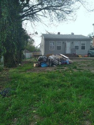 This trash has been there for weeks. The neighbors cleaned up 9 industrial trash bags themselves