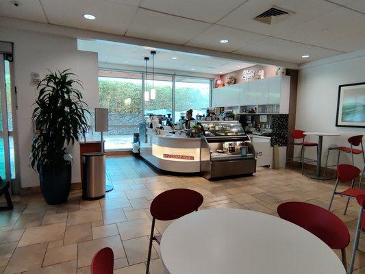 Cafe on the ground floor has indoor dining option