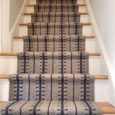 Wool Stair Runner Crescent style Ticking Stripe