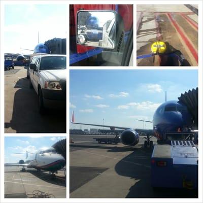 Pressure washing at Regan National Airport for Southwest Airlines. Prepping the lines for painting.