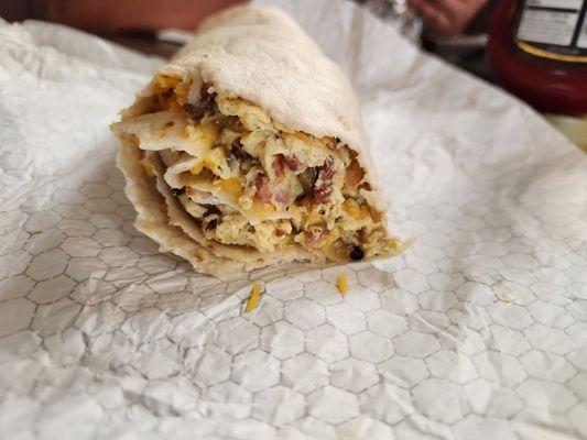 Build Your Own Breakfast Burrito. Bacon,egg, potato  and cheese